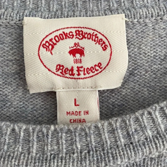BROOKS Brothers Red Wool 100% Lambswool  Crewneck Sweater Size L - Picture 2 of 8